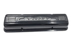 Black Aluminum Cadillac Script Valve Covers for Small Block Chevy (1957–1969)