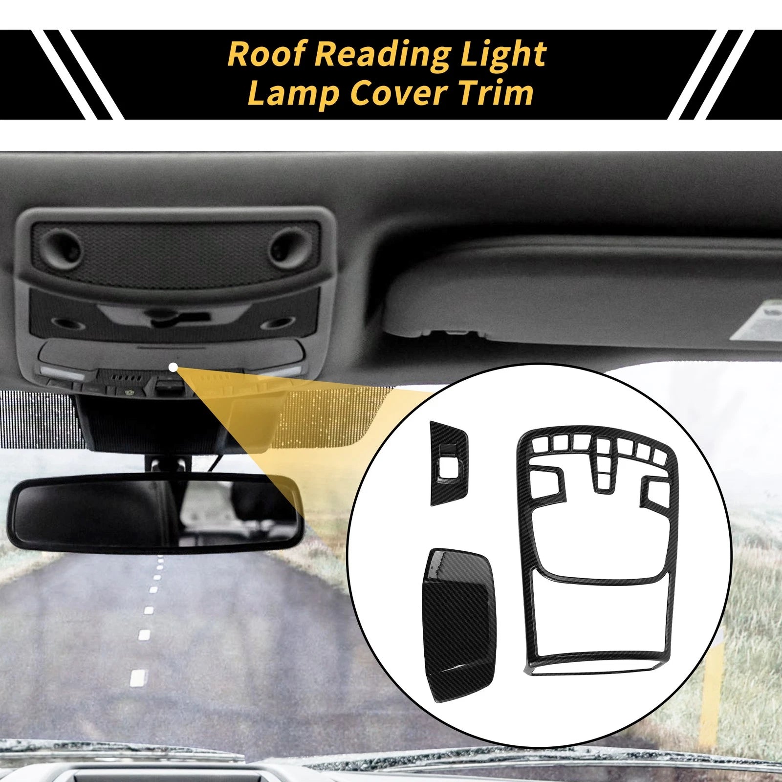 Set of 1 Roof Reading Light Lamp Cover Trim for Ford F-150 (2015–2020) Carbon Fiber Black