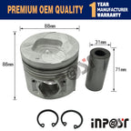 Set of 4 STD Pistons & Rings for Isuzu D201 (2.2Di)