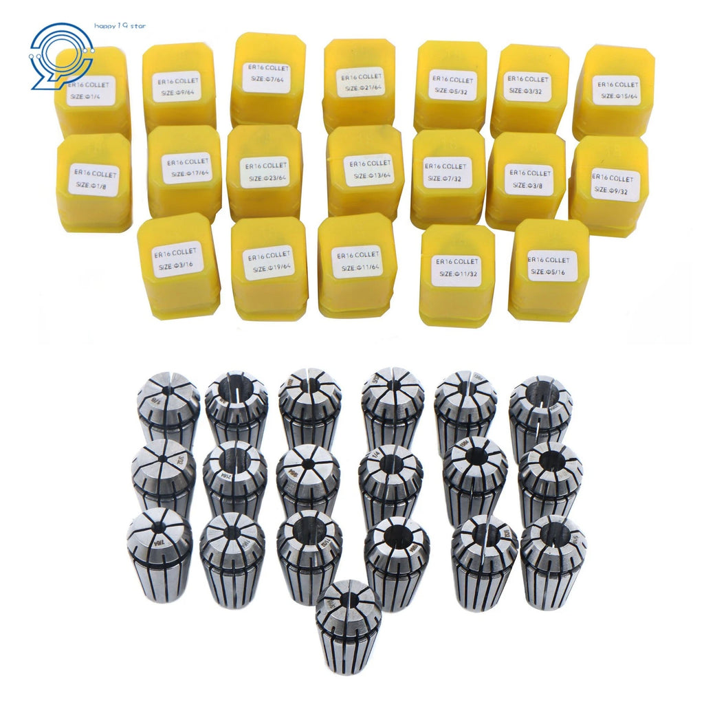 19 Pack ER16 Spring Collet Set for CNC Milling Lathe Engraving Machine