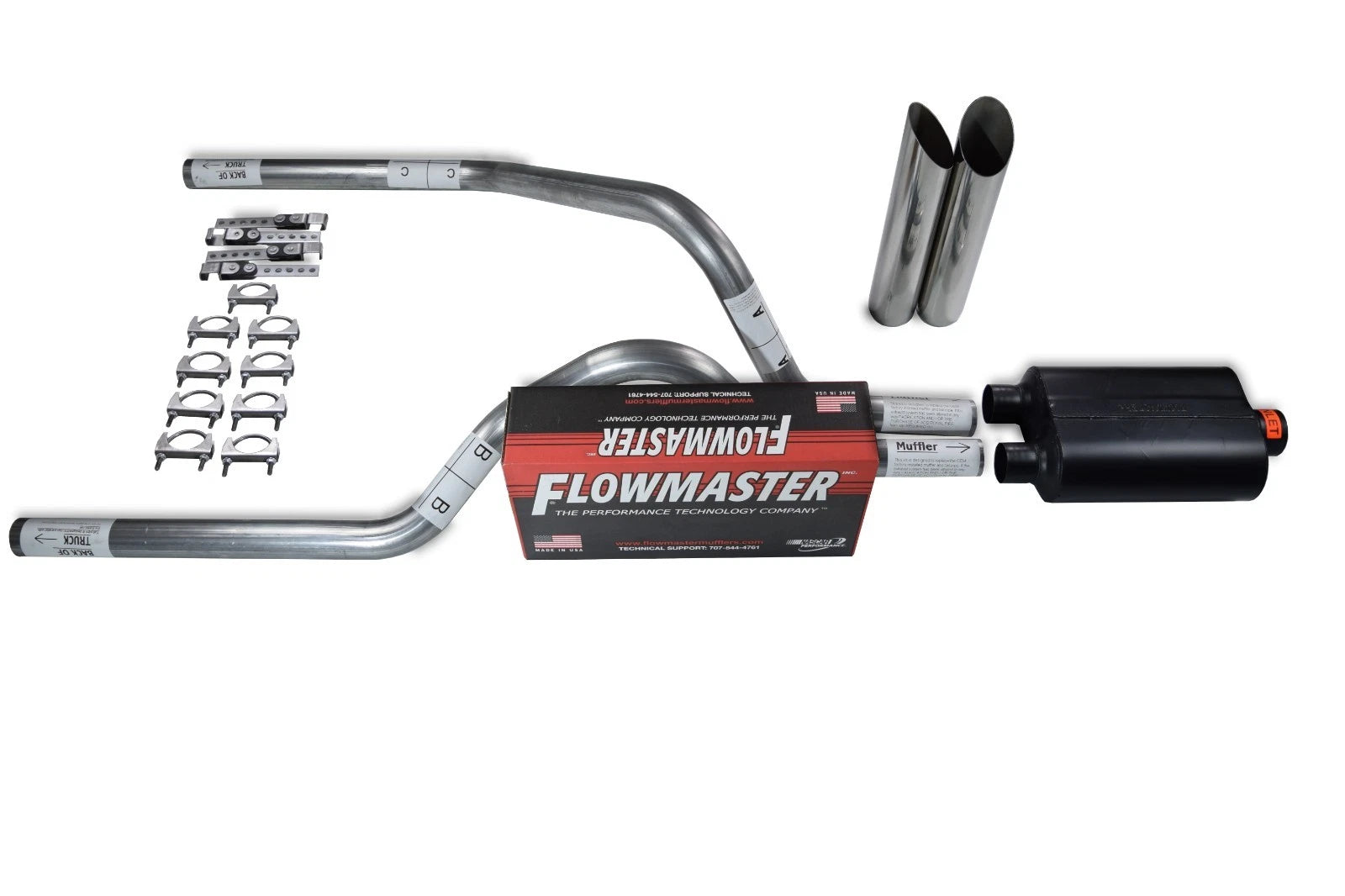 2.5" Dual Exhaust Kit for Dodge Dakota (1997–2005) - Flowmaster Super 40 Tips