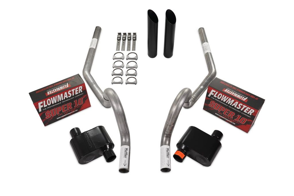 2.5" Dual Exhaust Kit for GM A Body (1964–1972) - Flowmaster Super 10, Rear Exit, Black