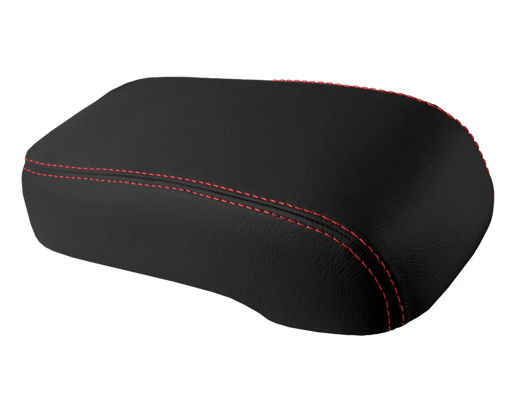 Leather Console Lid Armrest Cover for Hummer H3 (2005–2010) Red Stitch