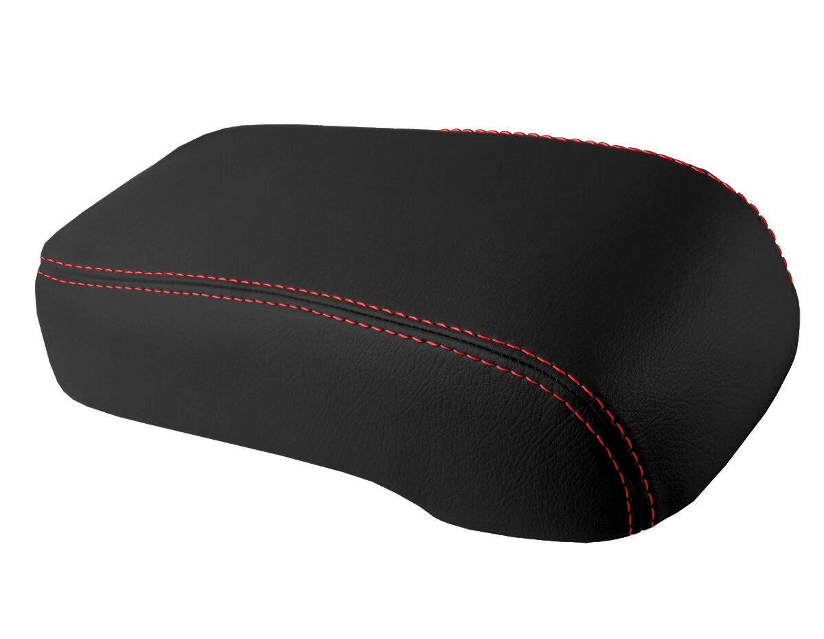 Leather Console Lid Armrest Cover for Hummer H3 (2005–2010) Red Stitch