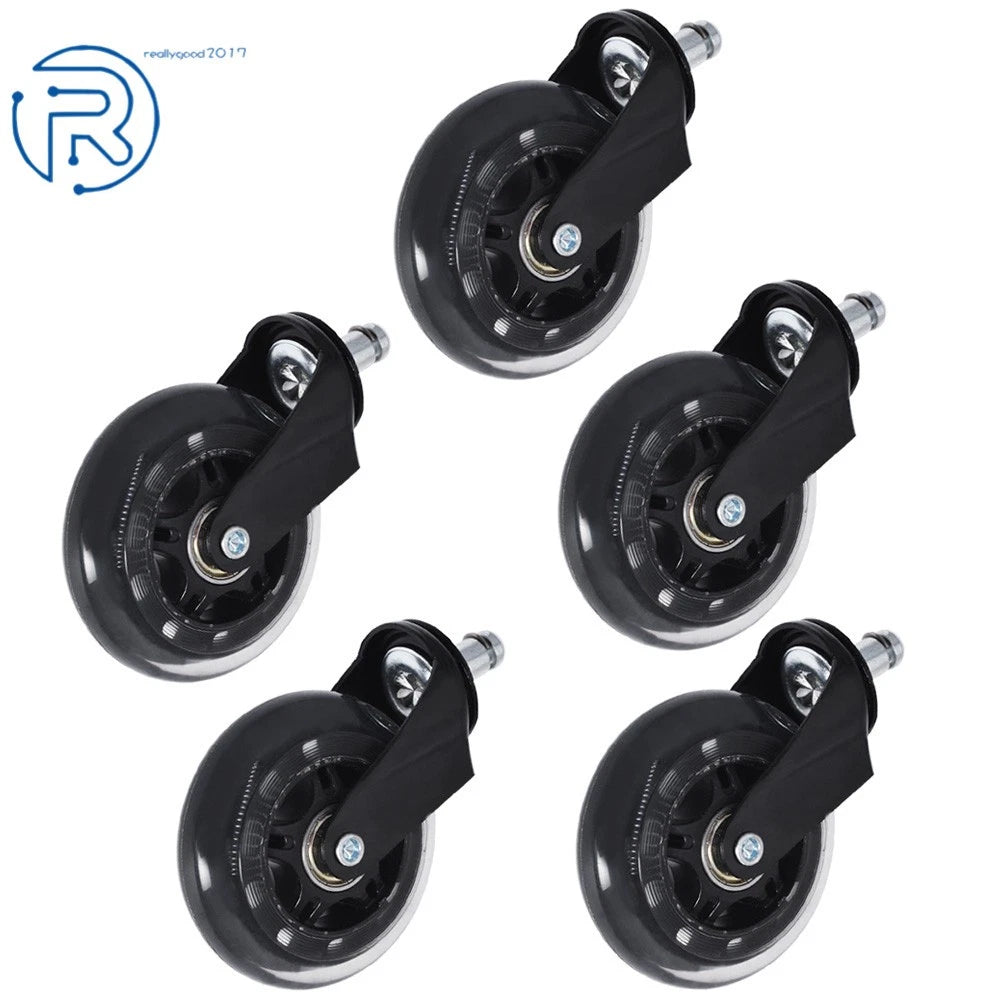 Set of 5 Rubber Swivel Wheels for Office Chair (3 Inch)