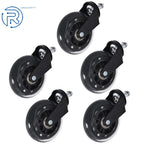 Set of 5 Rubber Swivel Wheels for Office Chair (3 Inch)