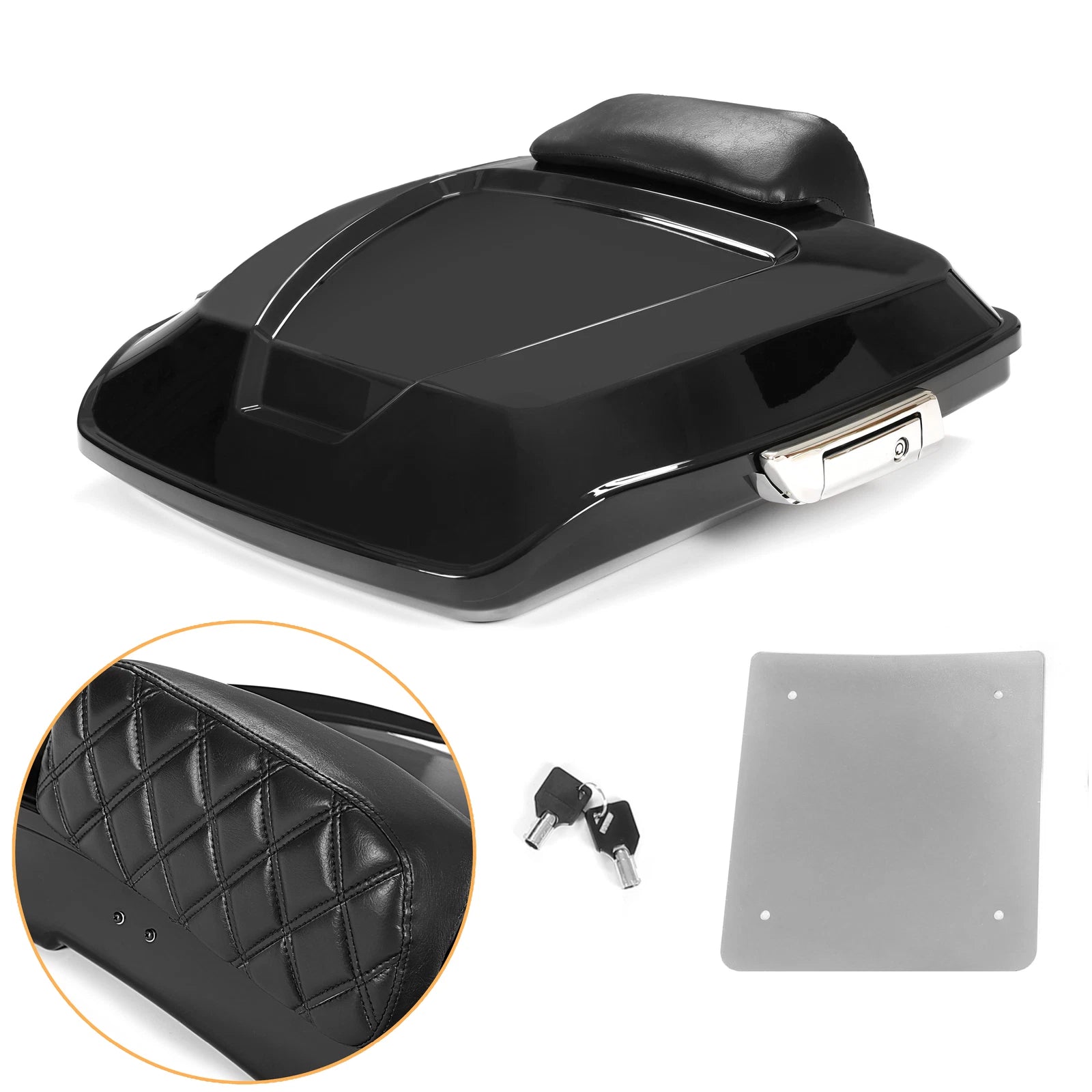 Black Razor Trunk Backrest for Harley Touring Road King Glide (2014–2024)