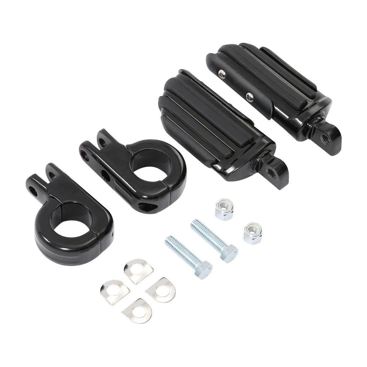 1 1/4" Black Highway Engine Guard Footpeg Clamps for Harley