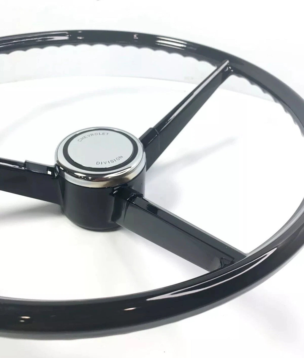 Steering Wheel Replacement Black 3 Spoke for 1967–1968 Chevrolet Pickup