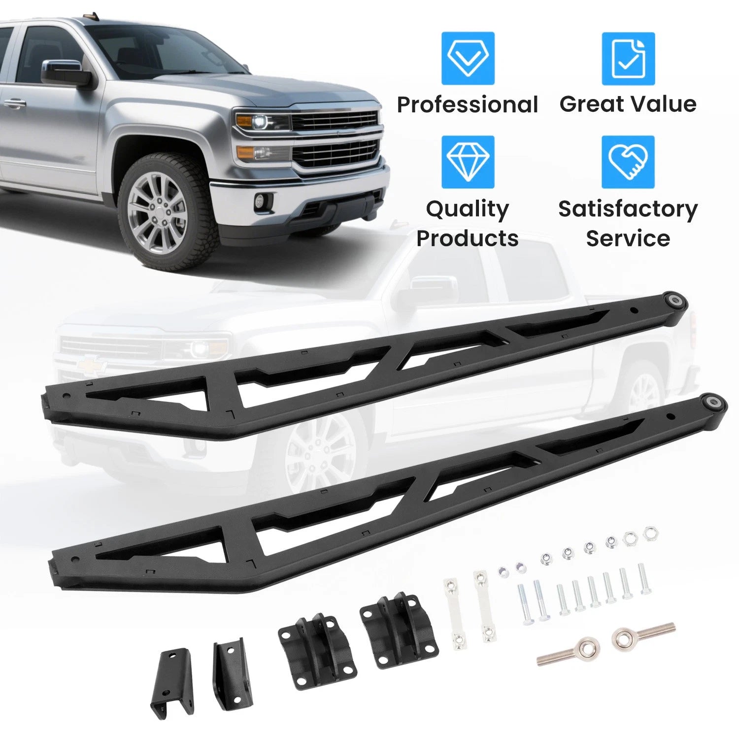 0-7.5" Lift Rear Traction Bar for Chevy Silverado Sierra 1500 4WD (2007–2018)