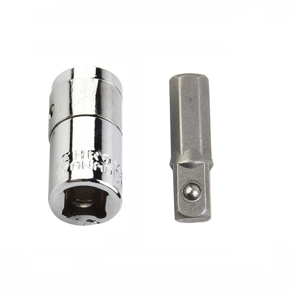 Set of 2 Drill Socket Adapters 1/4" Drive 25mm Chrome Vanadium Steel