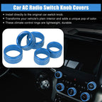 5pcs Blue AC Radio Switch Knob Cover for Dodge Ram 1500 (2018–2020)