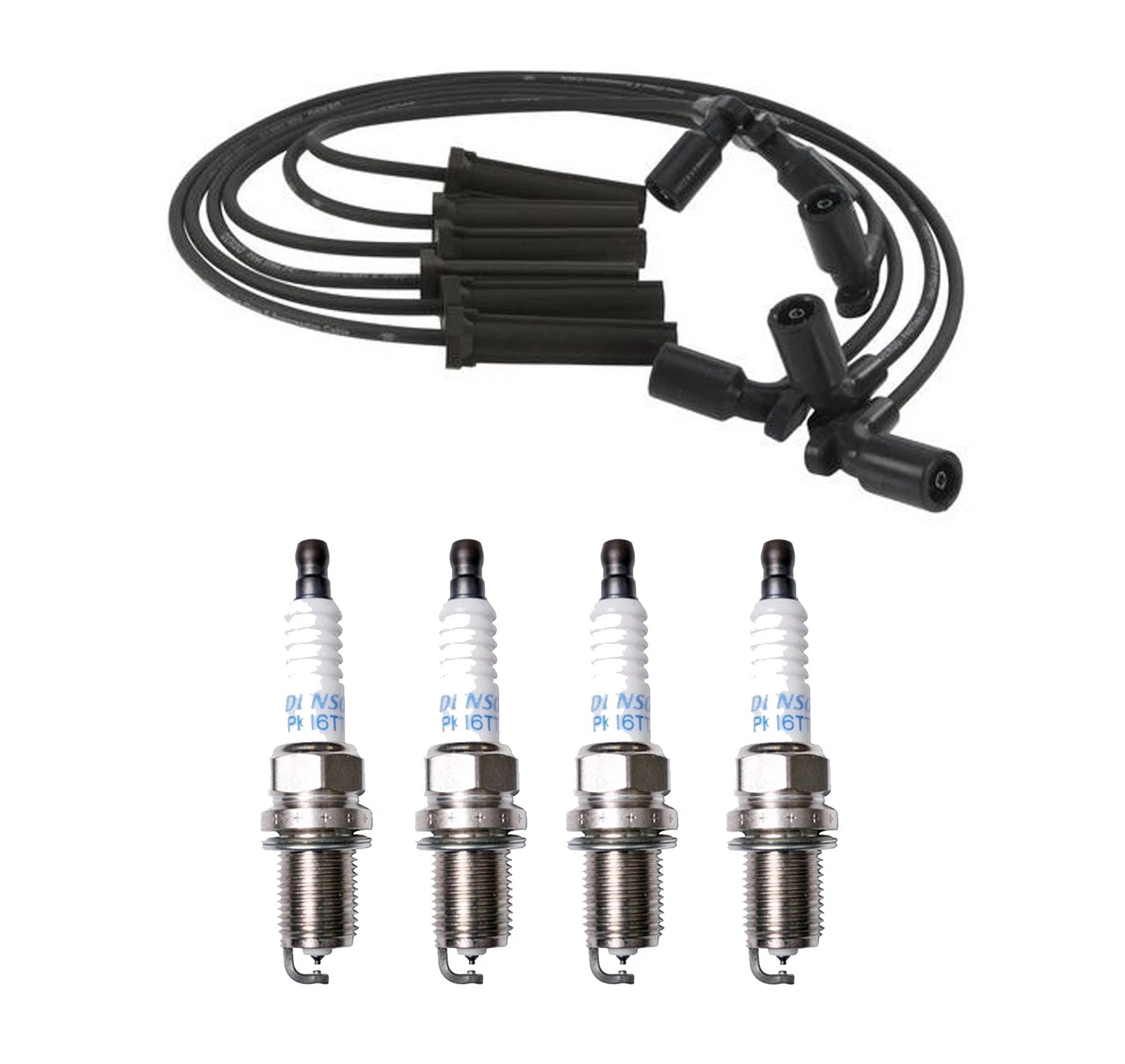 Denso 8mm Wire Set & 4 Platinum TT Spark Plugs for Mazda Tribute (2001–2008)