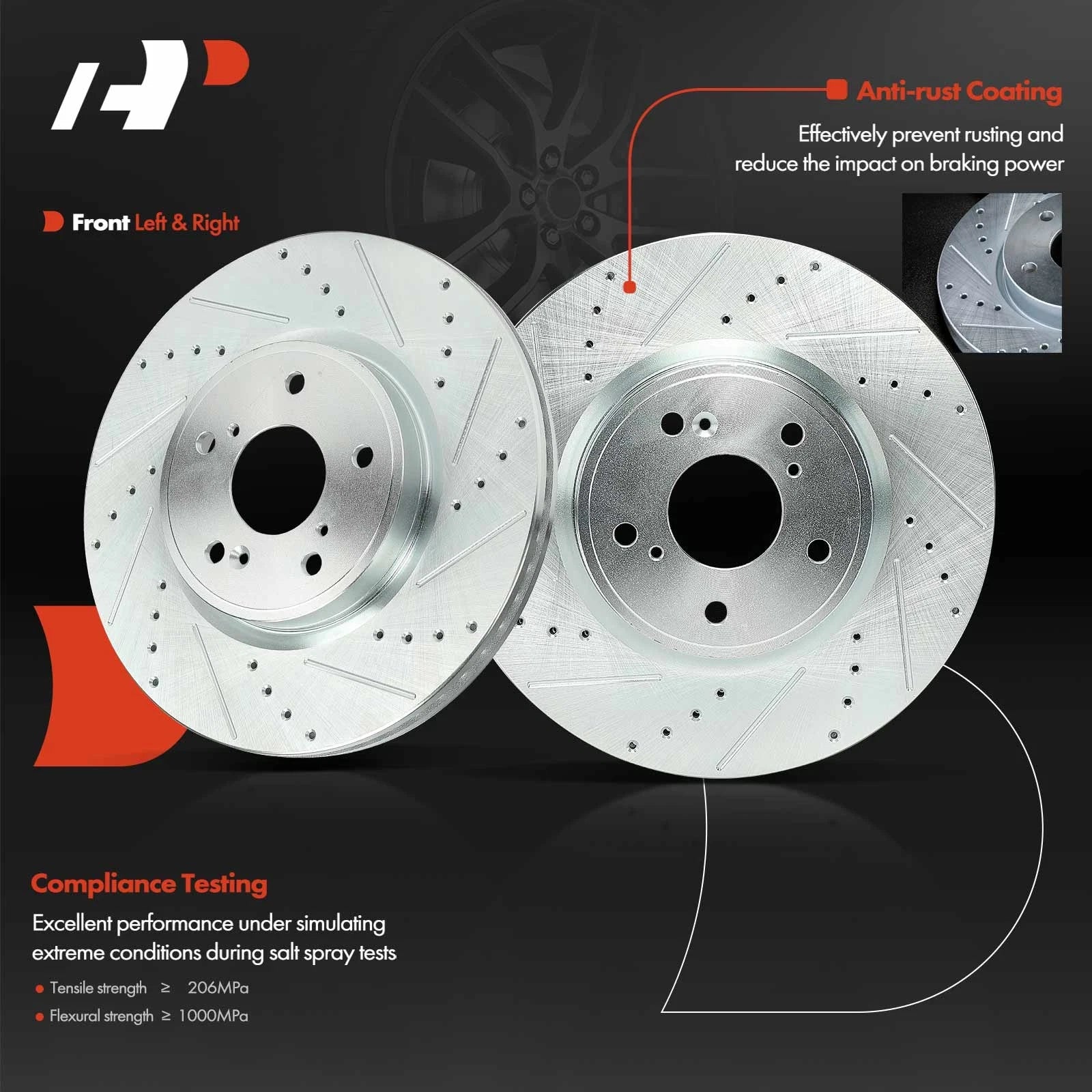 Front Side Drilled Brake Rotors for Honda CR-V (2017-2023)