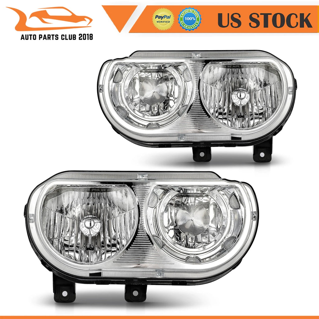 Chrome Housing Headlights Assembly L+R for Dodge Challenger (2008–2014)