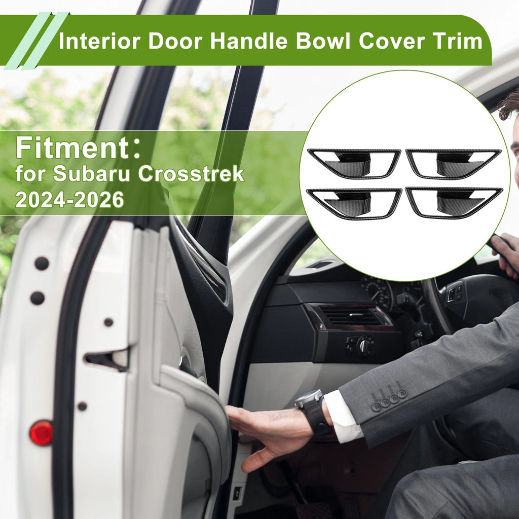 Interior Door Handle Bowl Cover Trim for Subaru Crosstrek (2018–2023) Carbon Fiber Black