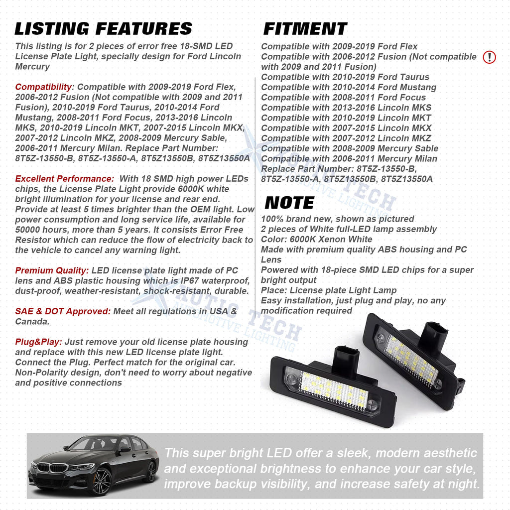 LED License Plate Light for Ford (2013-2019)