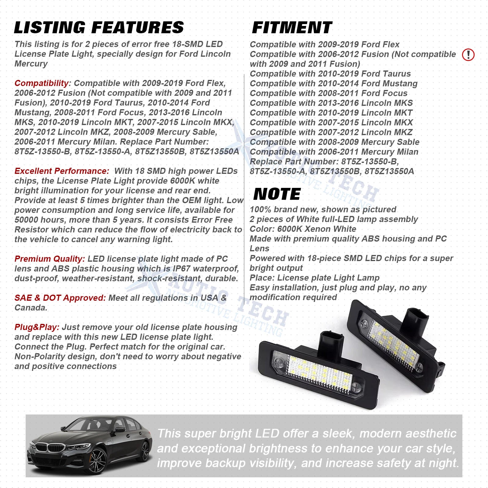 LED License Plate Light for Ford (2013-2019)