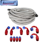10FT Silver Nylon Braided CPE Fuel Line Hose Kit with 6AN Fittings for Universal
