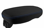 Leather Console Lid Armrest Cover for Kia Soul (2014–2019) Blue Stitch