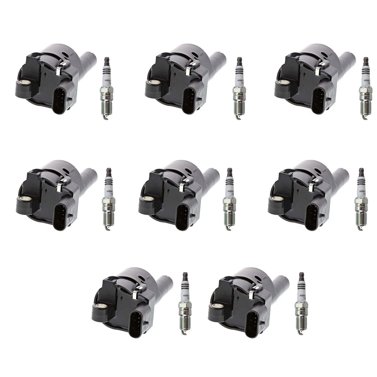 Set of 8 Ignition Coils & NGK Ruthenium Spark Plugs for Corvette CTS Envoy (V8)