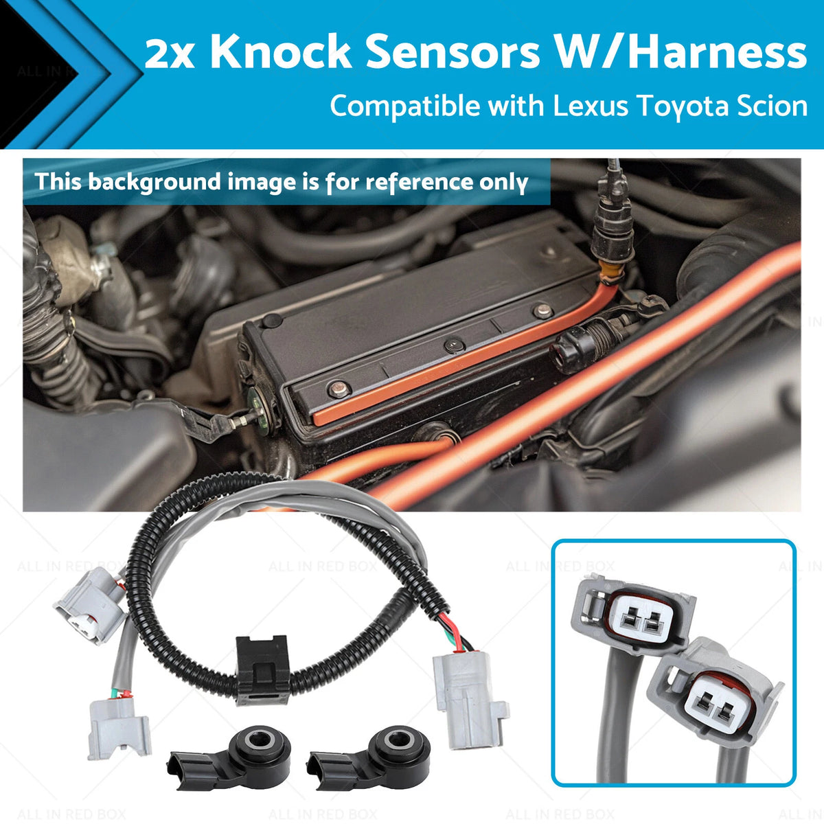 2X Knock Sensors with Harness for Lexus Scion Toyota (89615-20090)