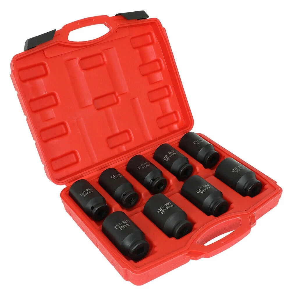 Set of 9 Deep Impact Sockets for 1/2" Drive (29-38mm)