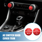 Set of 4 AC Switch Knob Cover Trim for Toyota RAV4 (2019–2022) Aluminum Red