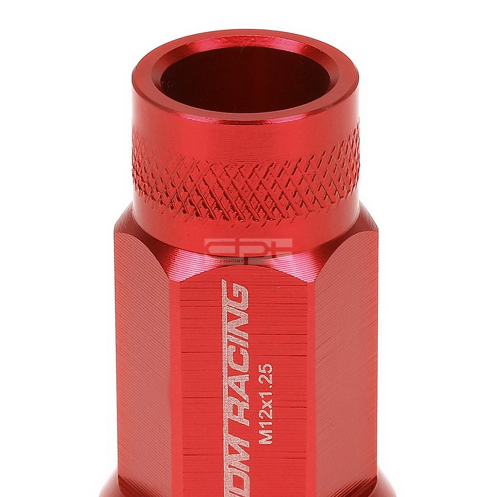 20 PCS Open End M12x1.25 50mm Tall Red Aluminum Lug Nuts + Adapter