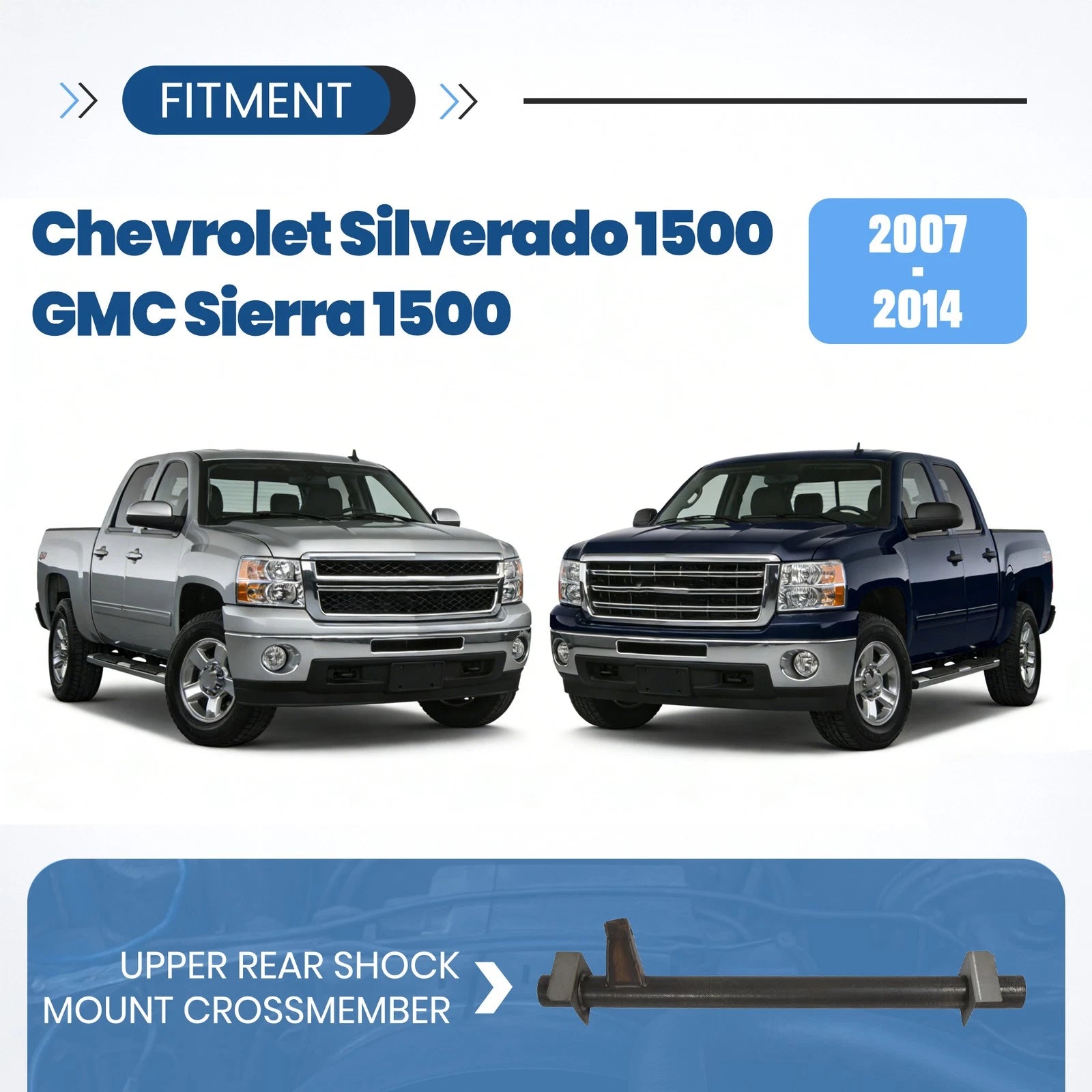 Upper Rear Shock Mount Crossmember for Chevy Silverado/GMC Sierra 1500 (2007–2014)