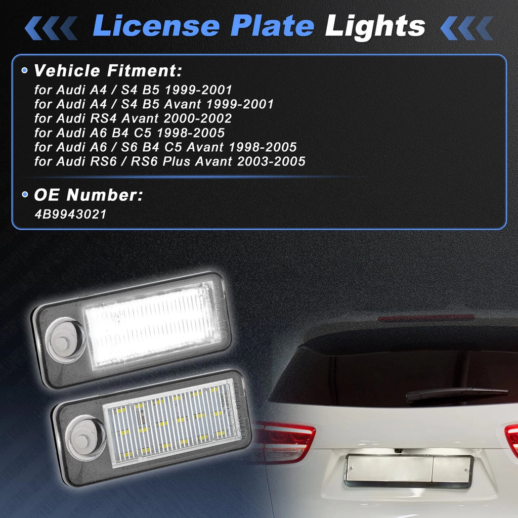 2X LED License Plate Light for Audi A4/S4 B5 (1999–2001) No. 4B9943021