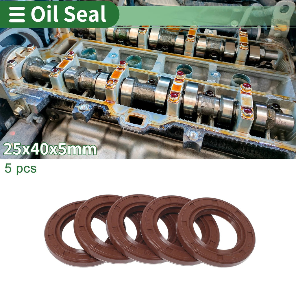Set of 5 Oil Seal Rotary Shaft Seal FKM Rubber 25x40x5mm