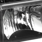 Set of 2 Black/Clear Signal Headlights for Ford F150 F250 F350 Bronco (1987–1991)