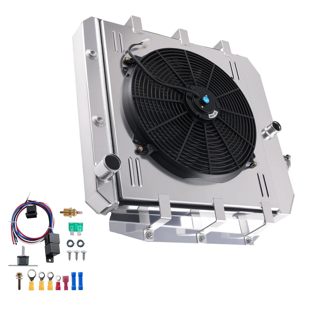 3 Row Aluminum Radiator for GMC Pickup Truck (1955–1959) 5559 CU5559 w/ Shroud Fan