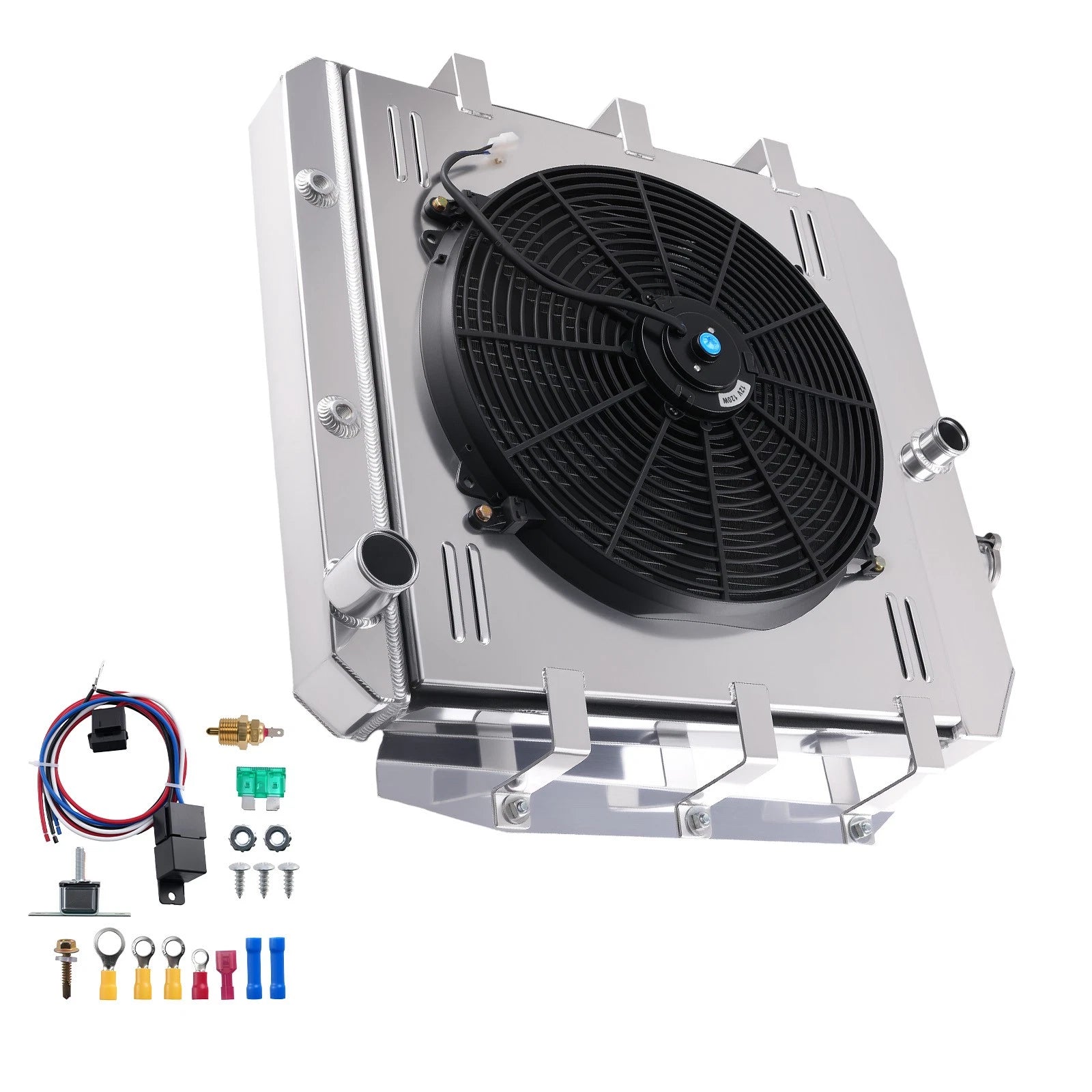 3 Row Aluminum Radiator for GMC Pickup Truck (1955–1959) 5559 CU5559 w/ Shroud Fan