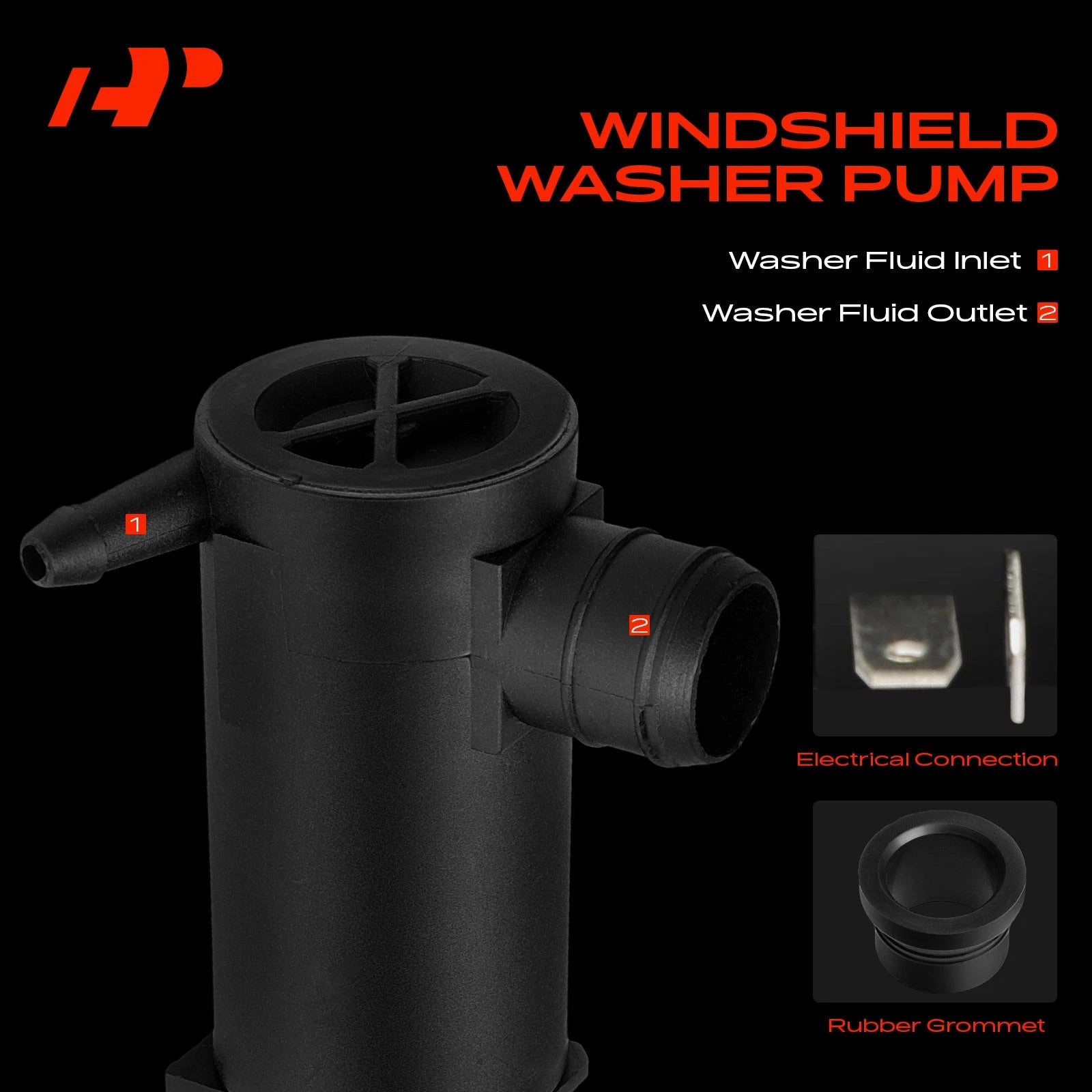 Windshield Washer Pump with Rubber Grommet for Honda Pilot