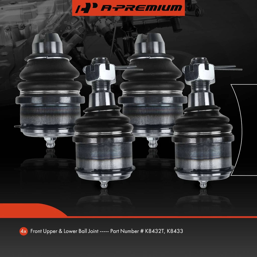 Set of 4 Front Lower & Upper Ball Joints for Ford F-250 F-350 (1987–1996)