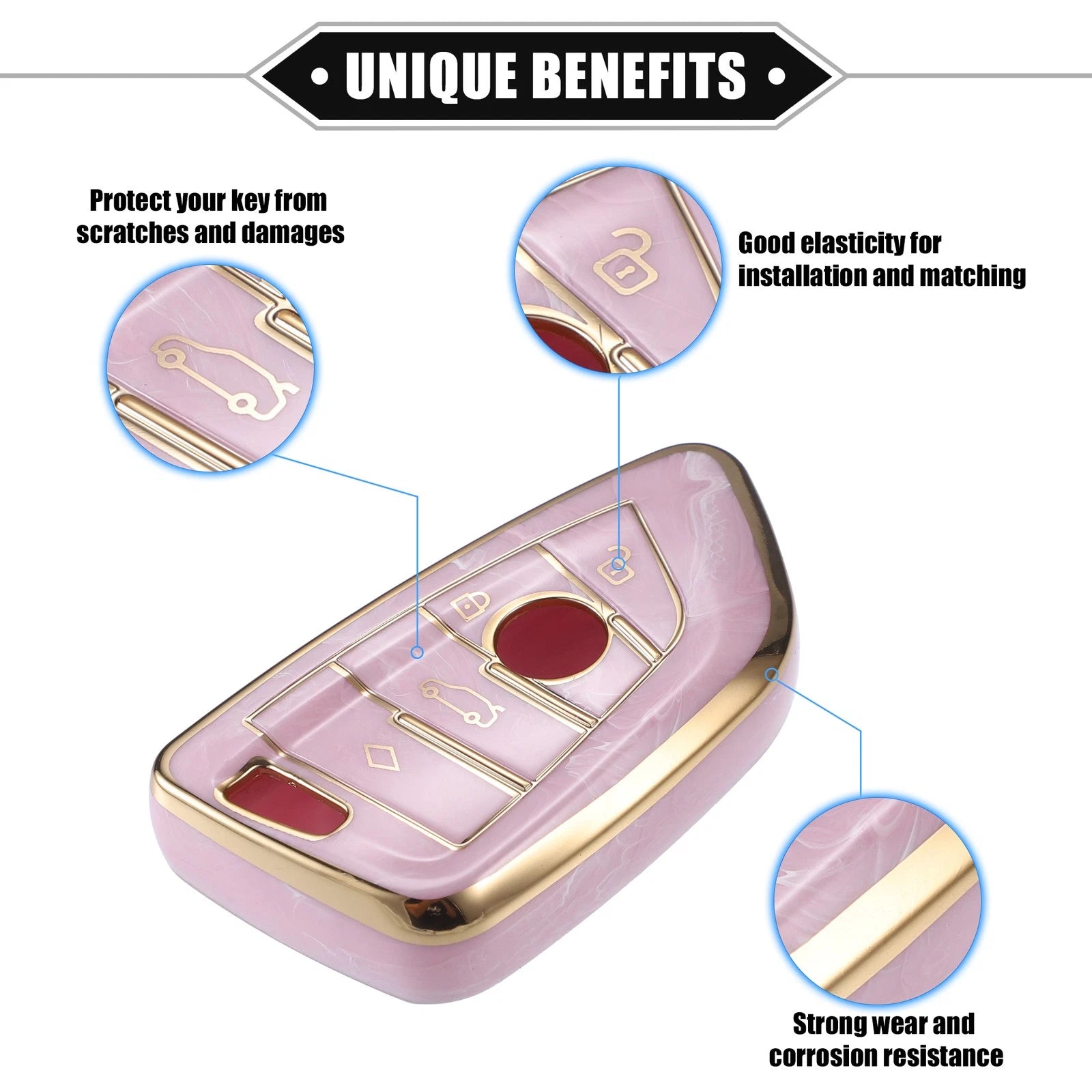 Set of 4 TPU Smart Key Fob Covers for BMW 3 4 5 6 7 Series (766549603682)
