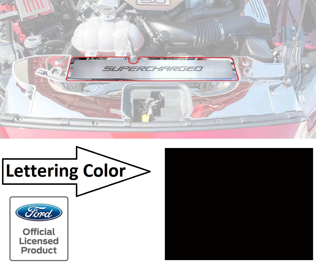 Radiator Cover Trim Plate with Black Supercharged Letters for Mustang GT (2015–2017)