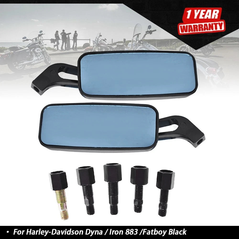Black Short Stem Rear View Mirrors for Harley Dyna/Iron 883