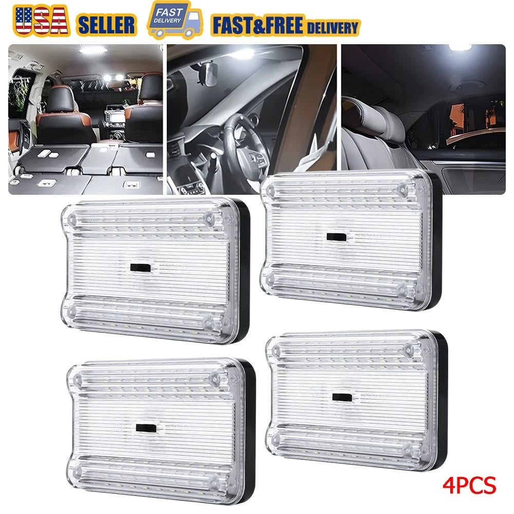 Set of 4 LED Dome Roof Ceiling Lights for Car Vehicle (12V)