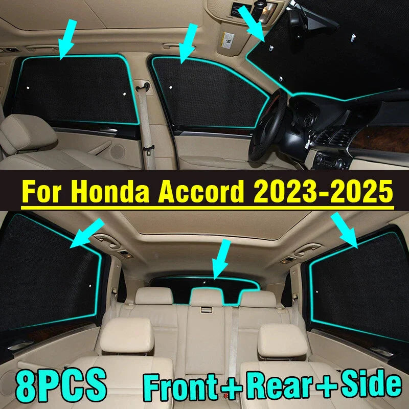 8X Front Side Rear Window Windshield Privacy Sunshade for Honda Accord (2023–2025)