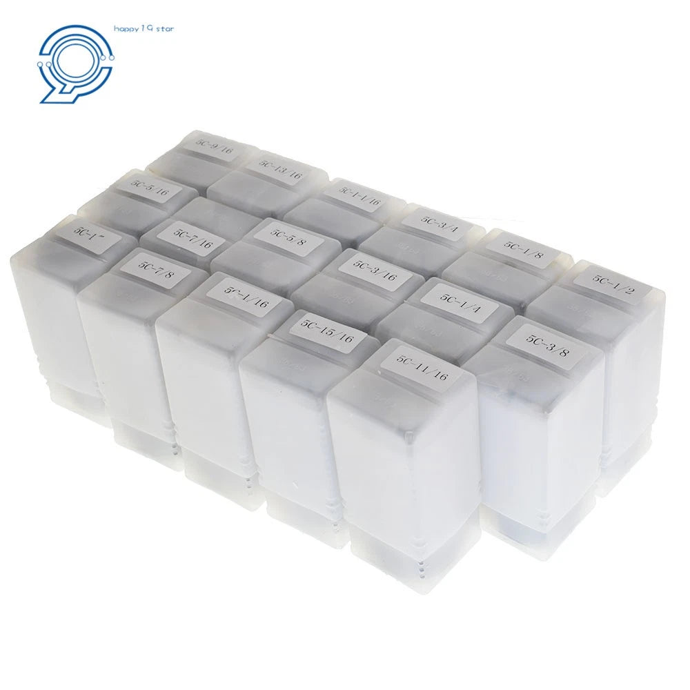 17-Pack 1-1/16" Round Collet Set for Precision Machining