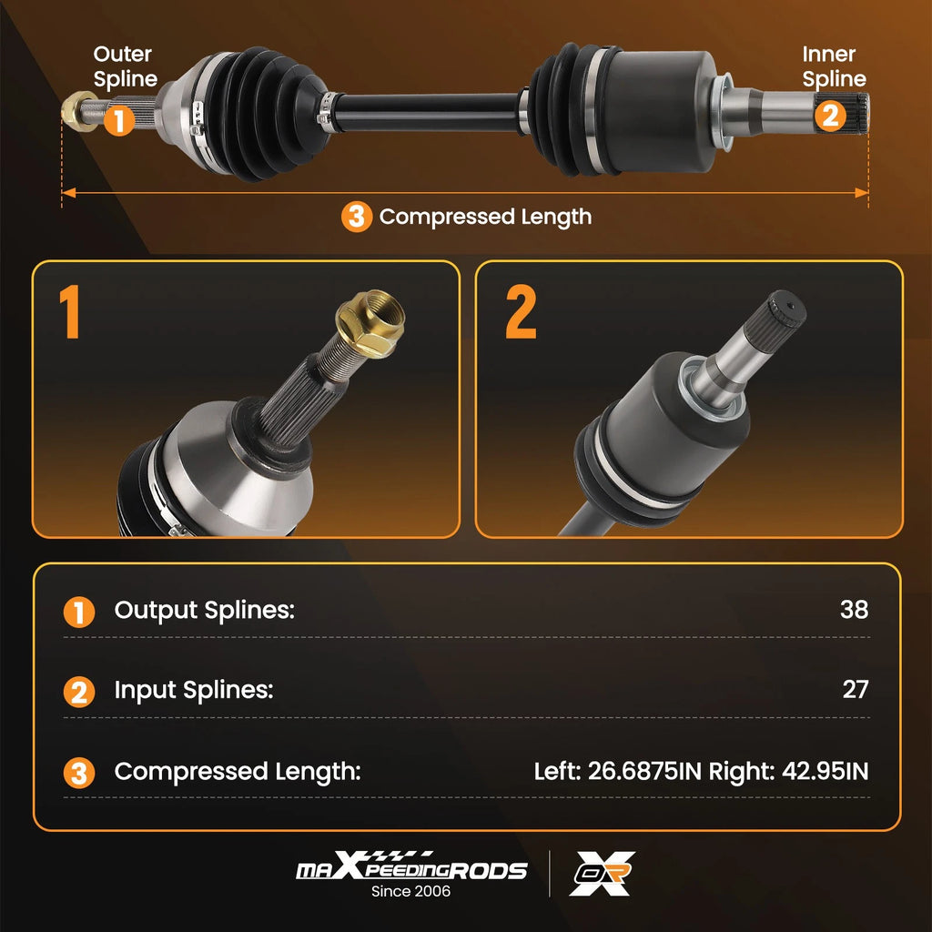 2X Front CV Axle Shaft Set for Ford Explorer (2011–2014)