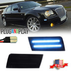2X Smoked Ice Blue LED Front Side Marker Lights for Chrysler 300 (2005–2010)