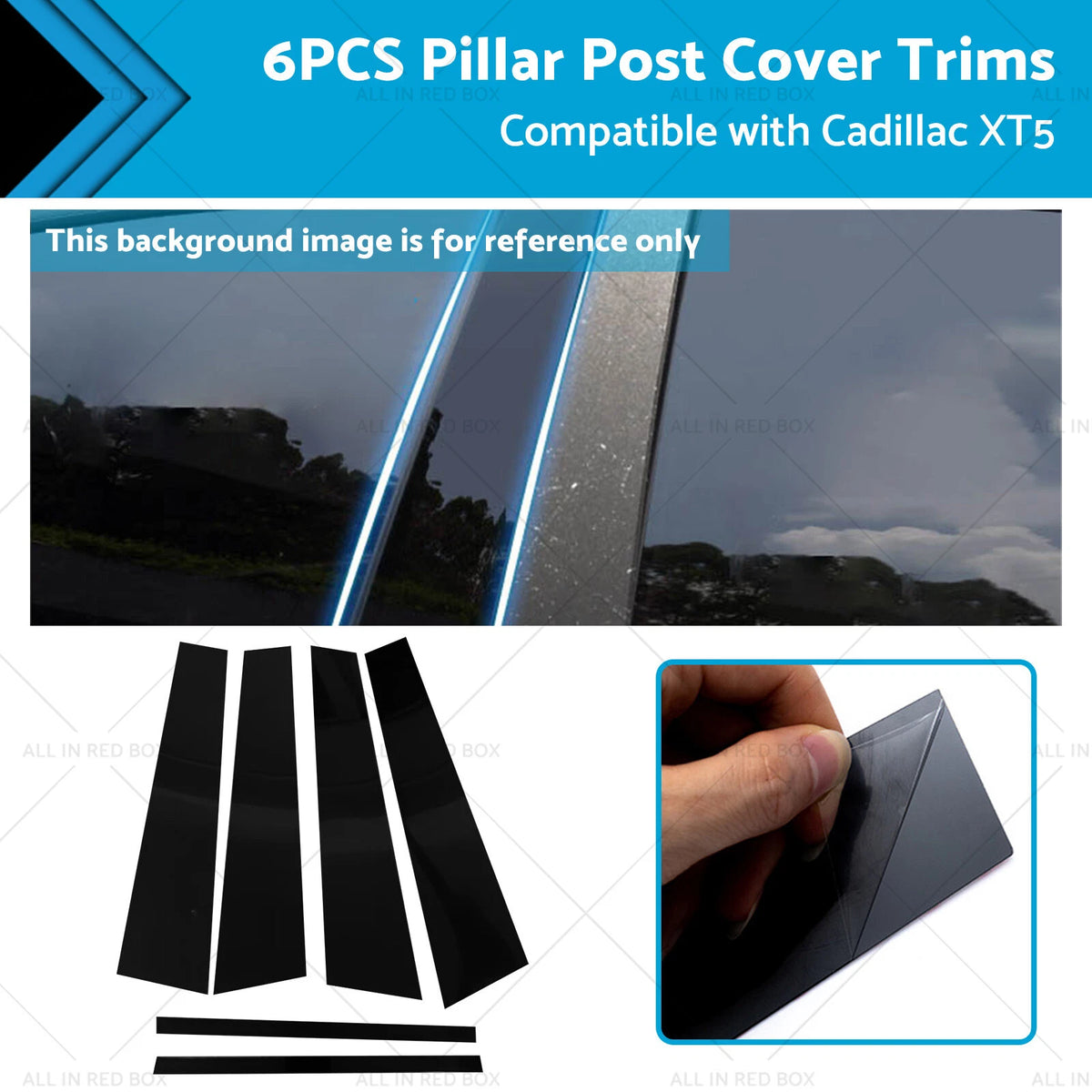 Set of 6 Black Window Trim Covers for Cadillac CTS (2014–2020)