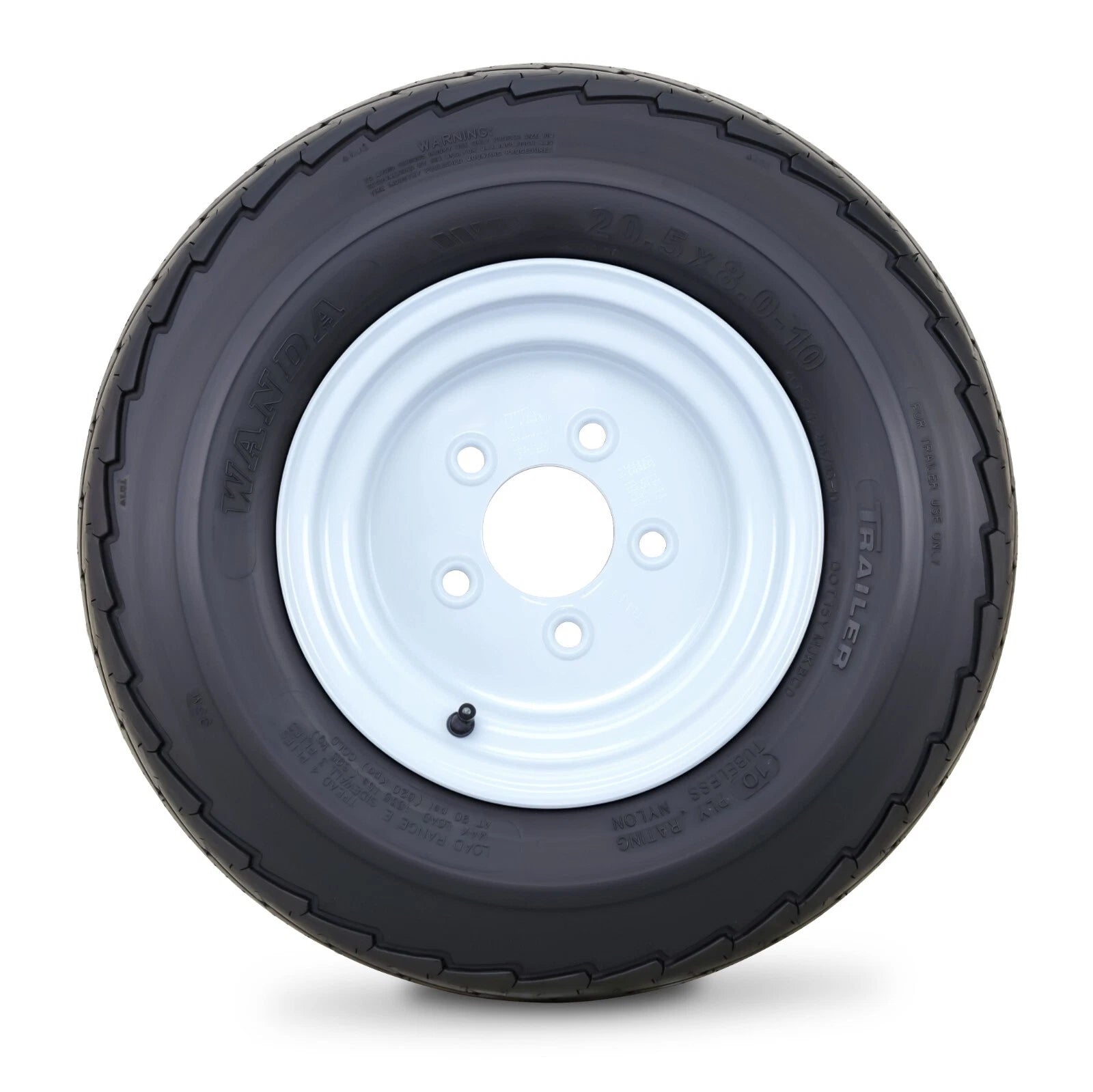 WANDA Trailer Tire Wheel Assembly 20.5x8-10 10-Ply 5 Lugs 4.5" White Rim