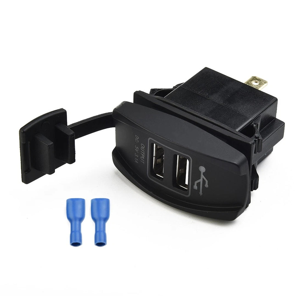 Dual USB Charger with Blue LED Light for Car Boat