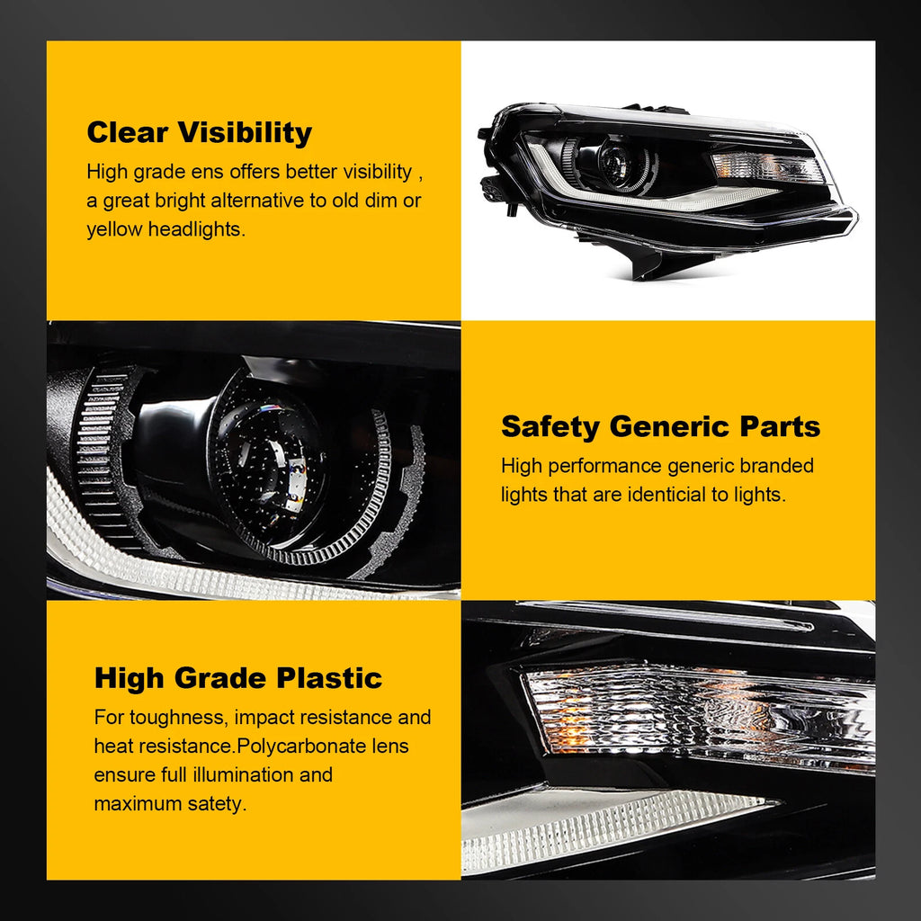 Pair of LED Projector Headlights for Chevy Camaro (2016–2022)