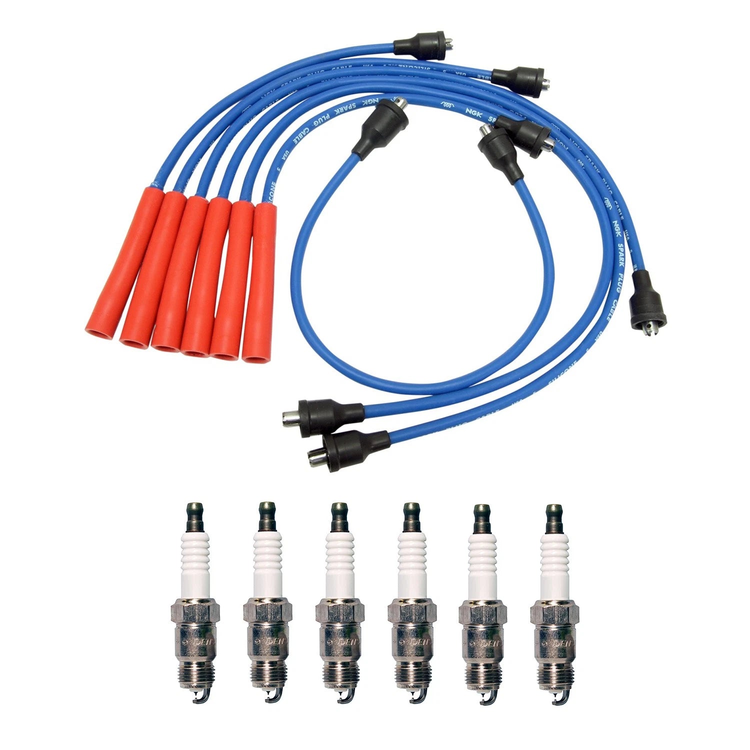 NGK Wire Set & Denso 6 Iridium TT Spark Plugs for Camaro Jimmy Malibu (1990–2002)